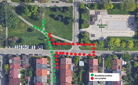 Vraćanje pješačkog prijelaza između Januševečke i Kostelske ulice
